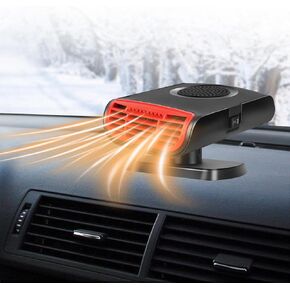 Car Heater 12V 150W 2 in 1 Portable Car Heater Plug into Cigarette Lighter Fast Heating Defrost Defogger 360° Rotatable Handheld Windscreen Defogger Window Defroster for Car