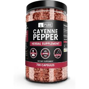 PURE ORIGINAL INGREDIENTS Cayenne Pepper (365 Capsules) No Magnesium Or Rice Fillers, Pure, Lab Verified in Saudi Arabia
