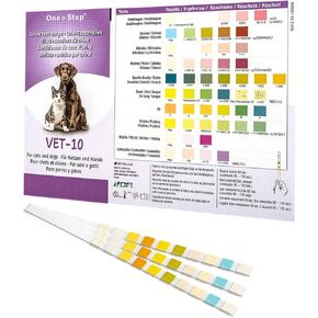 One Step Pet Urine Testing Strips, 5 x Urinalysis 10 Parameter Tests, Re-sealable Foil Pouch, Urine pH Test Strips for Dogs, Cats, Accurate Testing for UTI, Bladder & More, Pet Glucose Monitoring Kit