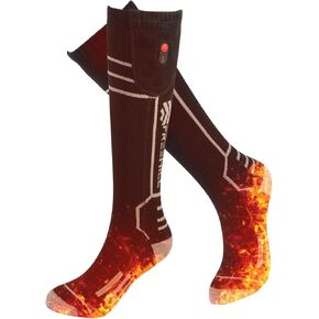 Merino Wool Heated Socks for Men Women, 5000mAh One-Click Control Rechargeable Cold Weather Heated Ski Socks