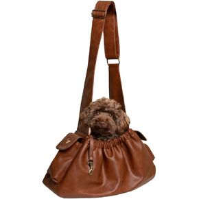 Noah & Paw Dog Sling Carrier for Small Medium Dogs & Puppies, Dog Carrier with Adjustable Padded Strap, Premium Leather, Insulated with Soft Breathable Fur, Double Safety Feature, Machine Washable