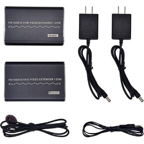 Digital HDMI Extender Over Cat5e / Cat6 / Cat7 Ethernet Cable, Full HD 1080p HDMI Ethernet Extender with IR Remote Up to 400ft/120m (120m/394ft)