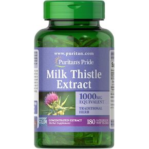 Puritan's Pride Milk Thistle 4:1 Extract 1000 Mg (Silymarin) Softgels,for Liver Support ,180 Count