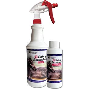 Show Out Skin & Scratches 4 oz Concentrate - Fast Relief and Prevention for Horse Care. Use on Equine Scratches/Mud Fever, Girth Itch, Mange, Thrush, Rain Rot, Ringworm, etc w/Empty Spray Bottle