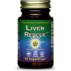 HealthForce SuperFoods Liver Rescue - All Natural Liver Detoxifier with Milk Thistle & Dandelion Root - Gluten Free Liver Support - Natural Liver Cleanse & Detox - 120 Vegan Capsules - 60 Total Servings