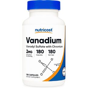 Nutricost Vanadium + Chromium 2mg 180 Vegetarian Capsules - Gluten Free, Non-GMO - Vanadium Supplement
