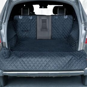 PETICON SUV Cargo Liner for Dogs with Mesh Window, Waterproof Pet Cargo Cover Dog Seat Mat for SUVs Sedans Vans with Bumper Flap Protector, Non-Slip, Large Size Universal Fit