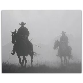 Searching - Black and White Photo: 11x14 Unframed Poster - Rustic Western Cowboy Art for Farmhouse, Ranch, Equestrian, Stable, Man Cave, Living Room, Bar, Cabin, and Rural Country Décor