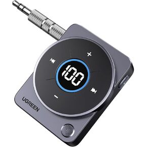 UGREEN 5.4 Bluetooth Car Adapter, [Noise Cancellation] Aux Bluetooth Receiver for Car, 3.5mm Wireless Audio Receiver for Music/Hands-Free Call/Home Stereo/Wired Speaker, 20H Battery Life