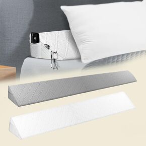 Purple Llama Queen Headboard Pillow, (60"x11.4"x6") 30D Memory Foam Bed Wedge Pillow for Headboard with 2 Covers and 3 Pocket on Both Sides, (0-8") Bed Gap Filler Between Mattress and Headboard