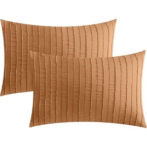 JELLYMONI 2 Pack Rust Pillowcases Standard Size, Soft Microfiber Striped Tufted Pillow Covers with Envelope Closure (Pillows are not Included)