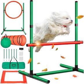 Dog Agility Training Kit Dog Sports Outdoor Games Obstacle Course | Tunnel Hurdle Jump Ring