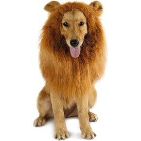 Dog Lion Mane - Halloween Realistic & Funny Lion Mane for Dogs - Complementary Lion Mane for Dog Costumes - Lion Wig for Medium to Large Sized Dogs Lion Mane Wig for Dogs