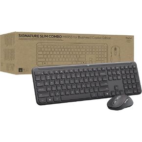 Logitech Signature Slim MK955 for Business Wireless Keyboard and Mouse Combo, Quiet Typing, Secure Receiver, Bluetooth, Globally Certified, Windows/Mac/Chrome/Linux - Graphite