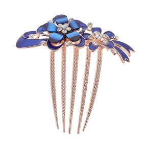 SHOWERORO Women's Decorative Hair Comb Clips - Vintage Blue Bridal Hair Comb with Rhinestones - Flower Crystal Hair Accessories for Women Elegant Hair Combs for Women Decorative Bridesmaid