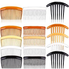 12 Pieces French Side Hair Twist Comb Plastic Decorative Hair Comb Clips with Teeth Styling Hair Side Combs Hair Combs for Women Accessories Fine Hair(23 Teeth)