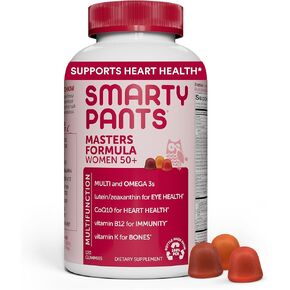 SmartyPants Women's Masters 50+ Multivitamin: Vitamin C, D3 & Zinc for Immunity, Lutein/Zeaxanthin for Eye Health*, CoQ10 for Heart Health, Omega 3 Fish Oil (EPA & DHA), B6, 120 Count (30 Day Supply)