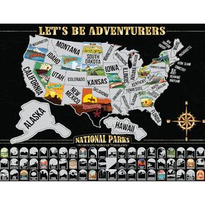 Scratch Off Map of United States, United States Travel Map Poster, National Park Posters,Perfect National Parks Gifts, Scratch Off Map of USA for Traveling, Christmas Decorations