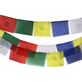 Tibetan Prayer Flag 10 x 10 Inches Large Roll of 25 Flags – Traditional Design with 5 Element Colors – Lung Ta Wind Horse Outdoor Flag - Handmade in Nepal