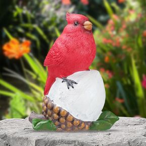 Cardinal Statue Bird Stand On The Pine Cone Sculpture Resin Handmade Crafts for Garden Outdoor Yard Patio Lawn Decoration Christmas Ornaments