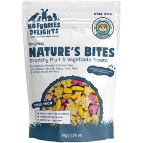 100% Organic & All Natural Treat for Rabbit Hamster Guinea Pig Chinchilla Pet Rat Mice, Nature's Bites Variety Pack 50g