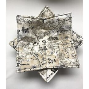 Set of two Route 66 Map Bowl Cozies, Bowl holders, 165