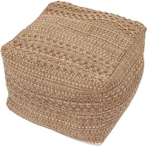 Hemoton Pouf Cover Unstuffed Ottoman Handmade Woven Foot Stool Soft Knitted Cotton Linen Footrest Square Cozy Floor Cushion Unfilled Pouf for Living Room Home Chair Brown