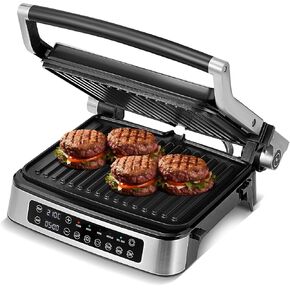 Panini Press,Gourmet Sandwich Maker with Digital Control Panel, 180 Degrees Open, Suitable for Any Type or Size of Food, Detachable Drip Tray,Easy to Clean and Store