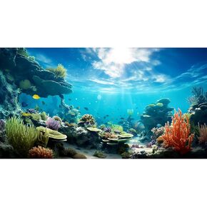 Undersea Theme Terrarium Background Colorful Underwater Coral Backdrop Tropical Fish World Undersea Coral Reef Aquarium Background Fish Tank Background Decor Vinyl 48x24in