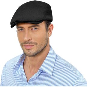 KUJUHA Men's Newsboy Cap Cotton Flat Ivy Gatsby Newsboy Hat Driving Hat Irish Cabbie Hunting Caps Winter Hat