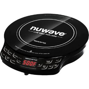 NUWAVE Flex Precision Induction Cooktop, Portable, Large 6.5" Heating Coil, Temperature from 100F to 500F, 3 Wattage Settings 600, 900, and 1300w