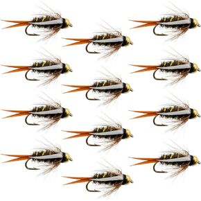 The Fly Fishing Place Tungsten Bead Head Prince Nymph Fly Fishing Flies - Set of 12 Flies Hook Size 14 - One Dozen