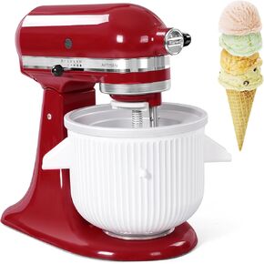Gdrtwwh Ice Cream Attachment for Kitchenaid Stand Mixer,Ice Cream & Sorbet Gelato Maker,Fits Kitchenaid 4.5-5Qt Stand Mixer and 5-6-7Qt Bowl-Lift(Dishwasher Safe)