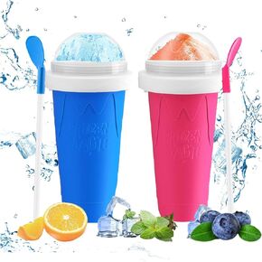 WALLBIG 2 Pack Slushie Maker Cup,Magic Slushy Maker Squeeze Cup,Portable Smoothie Squeeze Cup for Juices,Milk and Ice Cream Make,Cool Stuff Things Gadgets Funny Gifts for Everyone