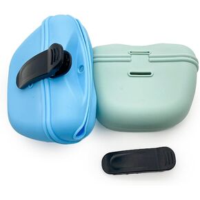 2 Pcs Silicone Dog Treat Pouch,Portable Dog Training Pouch for Treats with Magnetic Closure and Clip,Snacks and Treats to Take Along With Your Dog When Walking(Sky Blue + Light Green)
