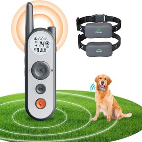 Wireless Dog Fence System Electric Fence for Dogs Training Collar with Remote 856 Acre Wireless Pet Fence Outdoor No Wire Circular Boundary Containment for 2 Dogs Large Medium with 2 Collar
