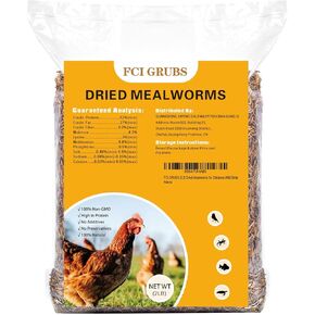 Dried Mealworms 5LB-High Protein Chicken Feed,More Protein,No Additives,Premium Organic Non-GMO,Rich in Protein Meal Worms for Chickens,Wild Birds,Laying Hens,Turkeys-Nutrient-Rich Mealworms