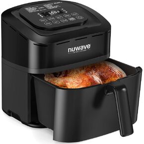 Nuwave Brio 7-in-1 Air Fryer Oven, 7.25-Qt with One-Touch Digital Controls, 50°- 400°F Temperature Controls in 5° Increments, Linear Thermal (Linear T) for Perfect Results, Black