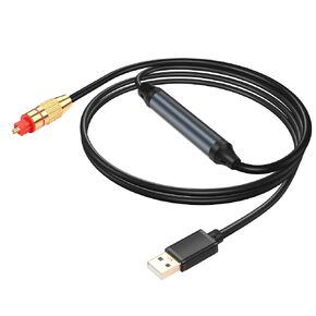 GINTOOYUN USB to Optical Audio Adapter USB A to Fiber Optic Audio SPDIF Port Connection 2M/6.5FT Jack Audio Converter Cable for Computer Laptop Connection Fiber Optic Audio Box