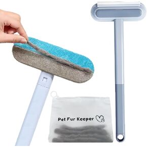 Long Handle Pet Hair Remover, Multi-Tool Cleaning Supplies, Pet Hair Removal Tool with Hair Collection Bag for Pets, Dogs, Cats, Furniture, Couch, Carpet, Clothing-Large Surface, Reusable, Washable