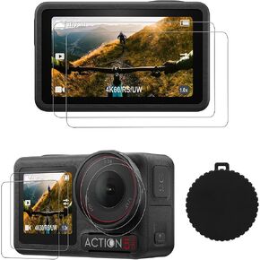 CYNOVA DJI Osmo Action 5 Pro Screen Protector for DJI Action 5 Pro Accessories, Ultra Clear Tempered Glass Screen Protector with 1 Pack Silicone Lens Cover, Anti Scratch, Bubble Free, Ultra Resistant
