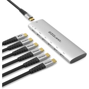 محول USB-C Slim Gen 2 Hub 6 في 1، 1 USB-C 4K/60 هرتز فيديو، 4 منافذ USB-C Gen 2 بسرعة 10 جيجابت في الثانية، و1 USB-C توصيل الطاقة 3.0 in Kuwait