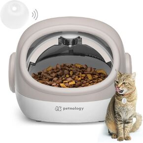 Automatic Cat Feeder, RFID Cat Food Dispenser with Collar Sensor, Timed Auto Pet Feeder for Multi-Cat Households, 4 Feeding Modes, Suitable for Both Wet and Dry Food Beige