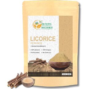 Herbs Botanica 100% Natural Licorice Root Powder Mulethi Powder 5.5 oz / 150gm | Yastimadu Powder (Glycyrrhiza Glabra)