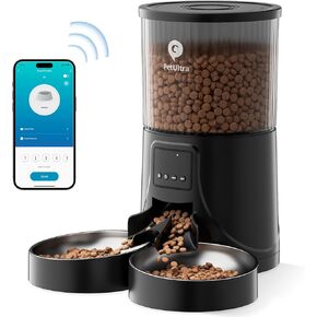 Automatic Cat Feeder for 2 Cats: 2.4Ghz WiFi Smart APP Remote Control- Timer Food Dispenser 1-10 Meals Per Day- Auto Pet Feeder for Cats and Small Dog Indoor- Dual Power& Detachable Clean
