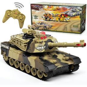 Haktoys Remote Control Fighting Tanks Set, 1:14 Scale, Life Indicators, Realistic Sounds and Lights, Set of 2 RC Radio Control Gaming Military Battle War Tanks, Great Gift Toy for Kids and Adults