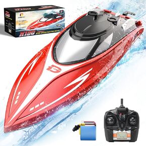 قارب DEERC H120 RC بسرعة 20+ ميل في الساعة، قوارب سريعة للتحكم عن بعد لحمامات السباحة والبحيرات، قوارب سباق 2.4 جيجا هرتز للأطفال والكبار مع بطارية قابلة لإعادة الشحن، إنذار منخفض للبطارية، انتعاش الانقلاب، هدايا للأولاد والبنات