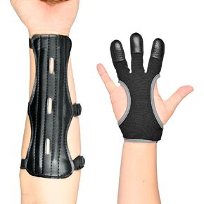 Archery Finger Tab Gloves Arm Guard Adjustable Strap Wrist Guard Arrow Bag Hip Arrow Quiver for Hunting Target Accessories