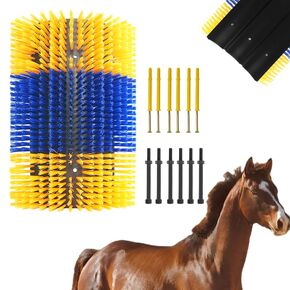 Extra Large Size Livestock scratch bruhes,Durable scratch massage brush,Triple widening design, Easy to Install,Suitable for Cattle,Sheep, Horses Livestock,17 * 9 * 1 inches(Yellow and Blue)