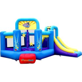 Bounceland Pop Star Inflatable Bounce House Bouncer, Large Bouncing Area with Long Slide, Climbing Wall, Basketball Hoop, UL 1HP Blower Included, 15 ft x 13 ft x 8.3 ft H, Pop Star Kids Party Theme